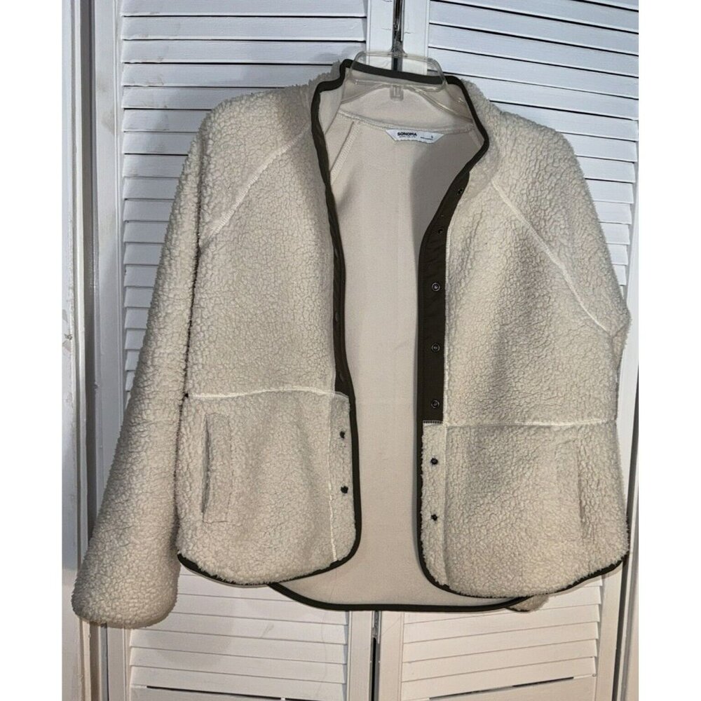 SONOMA Small | Blue Sherpa Fleece Jacket Coat Snaps